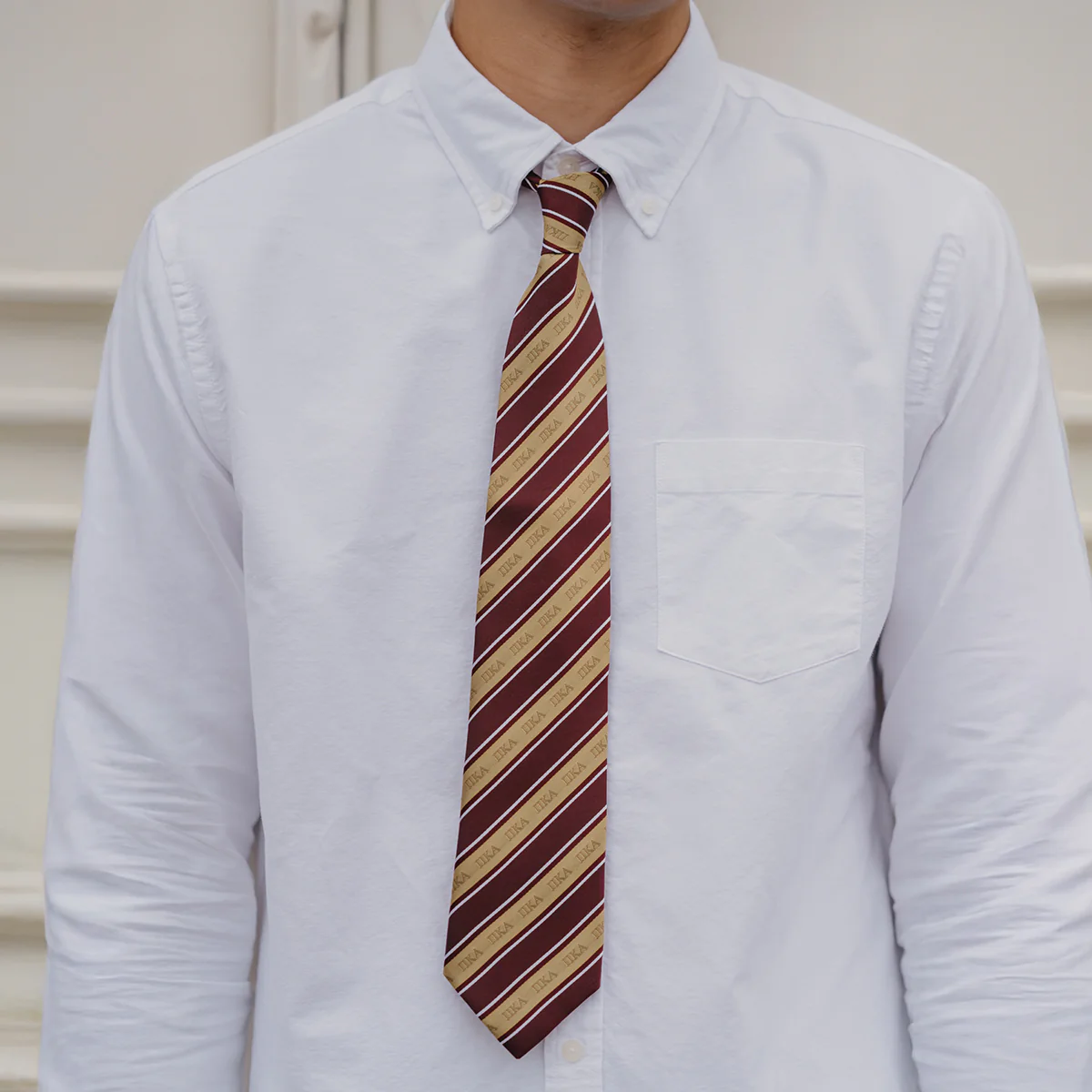 Pike Garnet and Gold Striped Silk Tie - Image 3